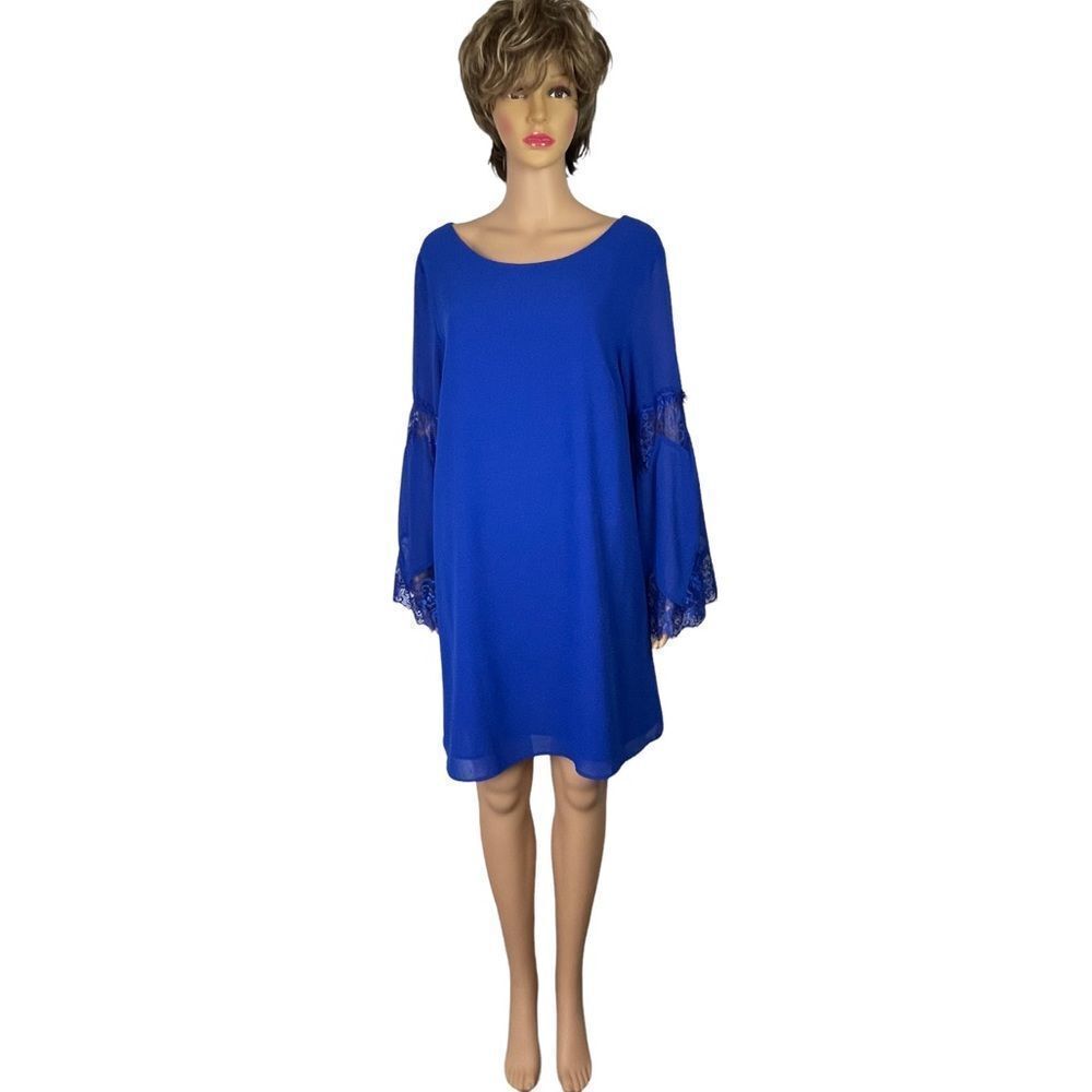 🔴 UMGEE Blue Sheath Dress with Fancy Sleeves